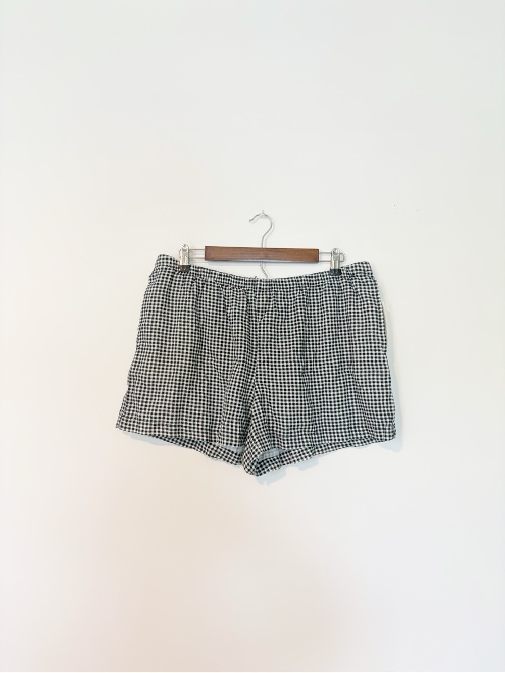 A New Day Black & White Gingham Linen Blend Shorts